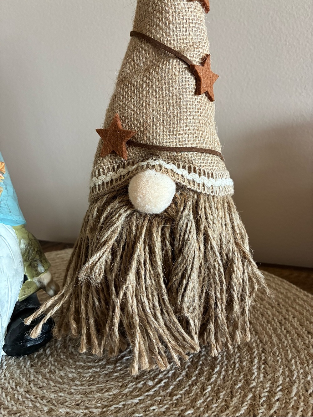 Rustic Burlap Star Gnome with Fall Leaf Accent Gnome Set of 2 - Picture 7 of 8